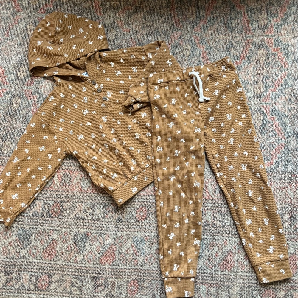 Floral Textured Hoodie Set